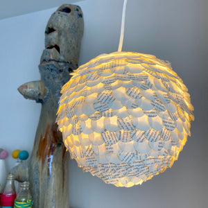 Upcycled paper pendant light - Mid-century artichoke lamp