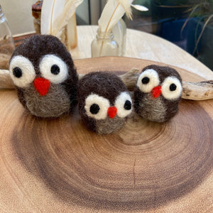 Felted Owl Family of Three - Wool, Fiber Art, Sustainable