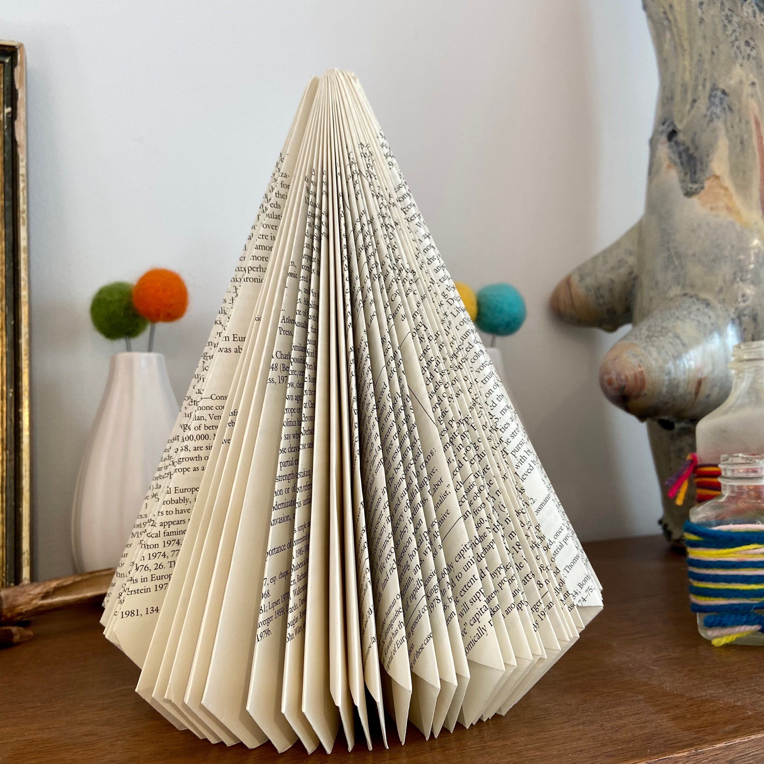 Beautiful book page paper tree, Christmas, Winter Wedding, Gift for a bookworm